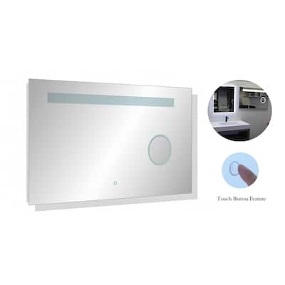 39-1/2" x 23-1/4" Wall Mount LED Bathroom Mirror Touch Button Dual Light With Magnifier