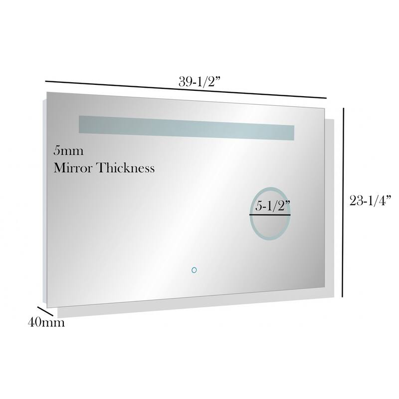 39-1/2" x 23-1/4" Wall Mount LED Bathroom Mirror Touch Button Dual Light With Magnifier
