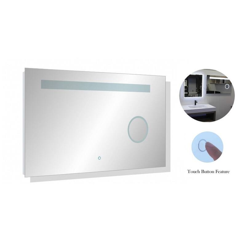 39-1/2" x 23-1/4" Wall Mount LED Bathroom Mirror Touch Button Dual Light With Magnifier - N/A