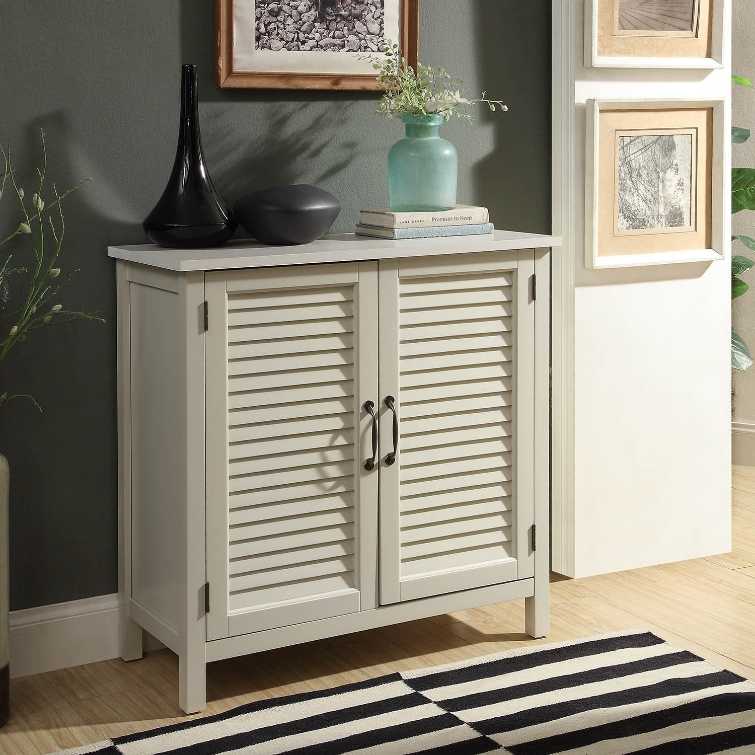 Shop Gracie Wood Cabinet With Wood Shutter Style Doors Overstock
