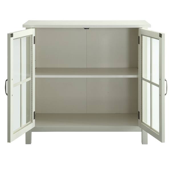 Shop Gracie Wood Cabinet With Glass Panel Doors Free Shipping