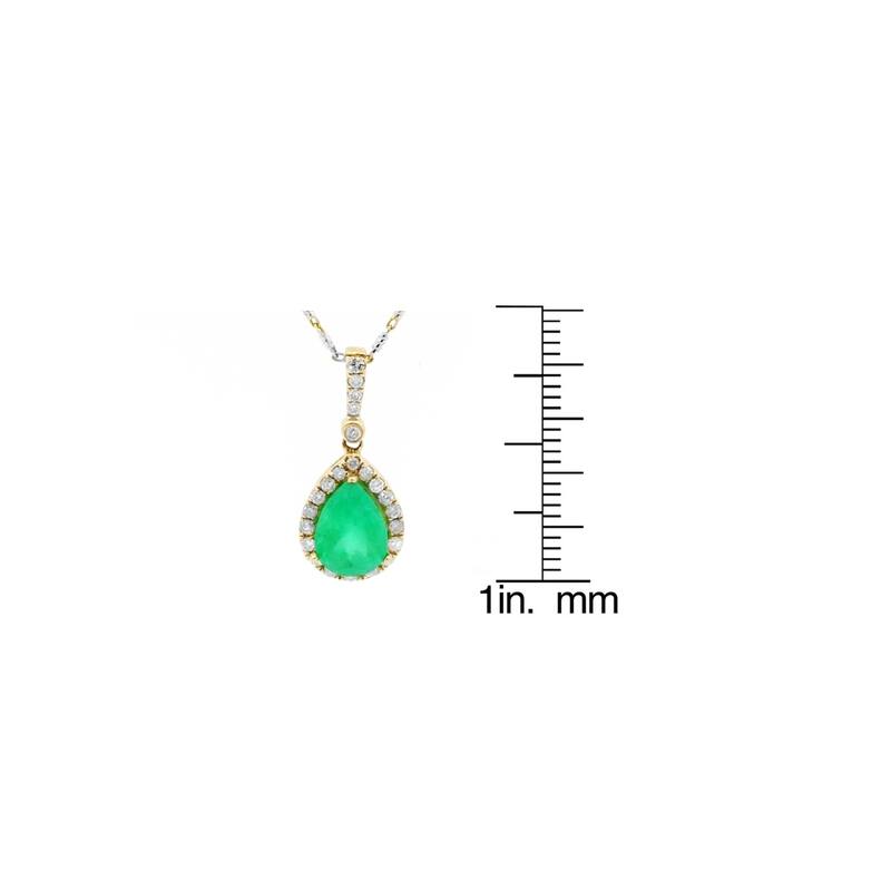 Auriya 14k Gold 2 5/8ct Emerald Gemstone and 3/8ct TDW Diamond Halo Necklace