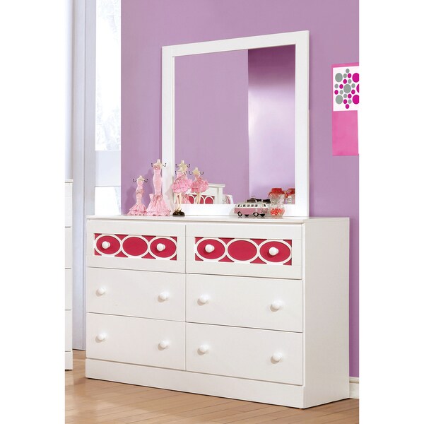 Circle Contemporary 2-piece 6-drawer Dresser and Mirror Set by FOA