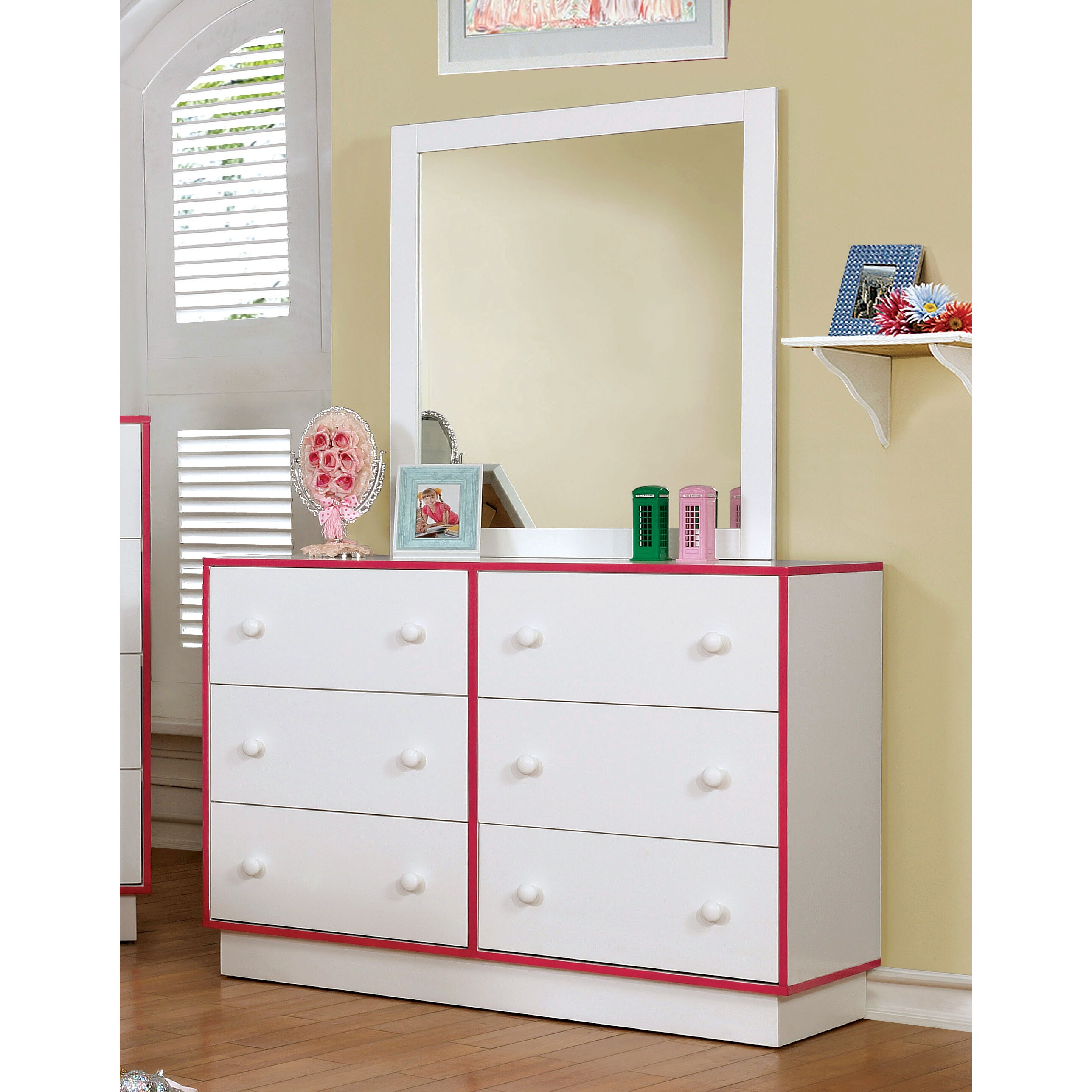 Shop Trime Contemporary 2 Piece 2 Tone 6 Drawer Dresser Mirror Set