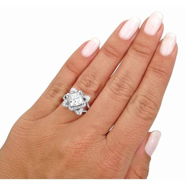 Shop 2ct Cushion Cut Moissanite Center 3 5ct Diamond Surrounding