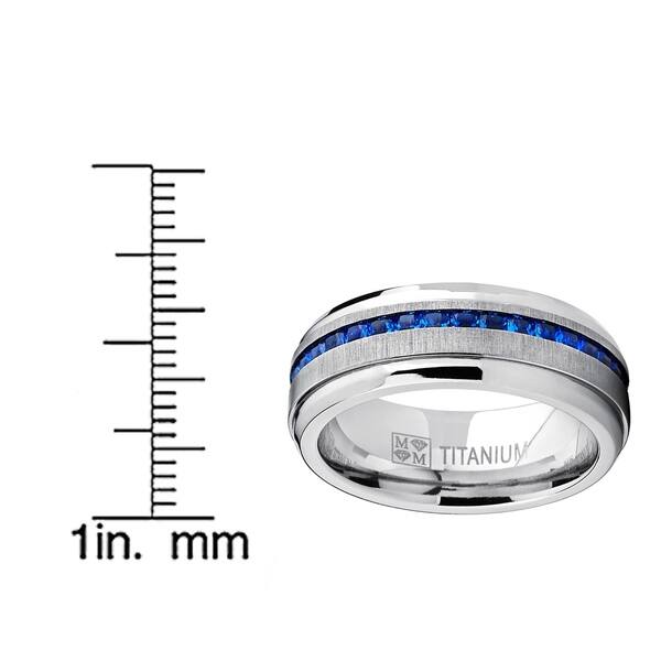 Bishilin 8MM Stainless Steel Cubic Zirconia Channel Set Men Wedding Ring Gift For Him 