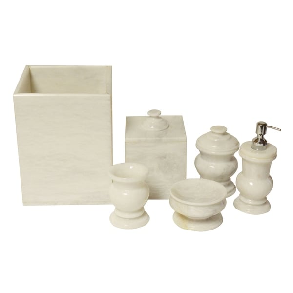 Polished Marble 7 Piece Bath Set Alabaster White Shower And Polished Marble 7 Piece Bath Set Alabaster White Shower And Bathroom Accessory