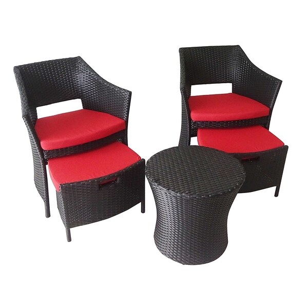 ALEKO Indoor Outdoor Kokoli Rattan 5 Piece Furniture Set Cushions