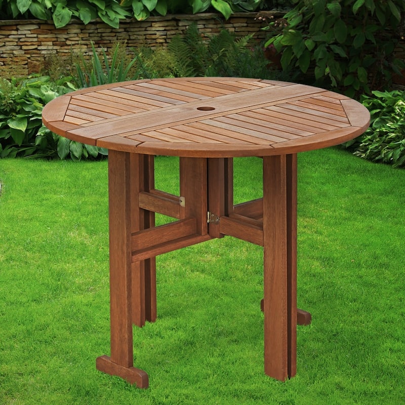 Furinno Tioman Outdoor Hardwood Gateleg Round Table, FG17035