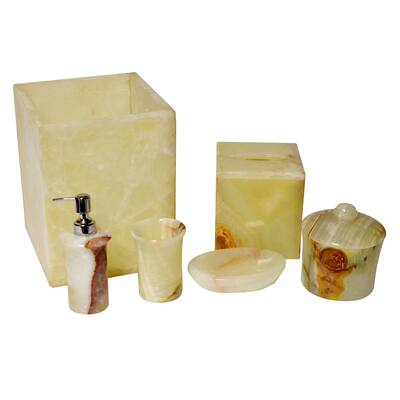Polished Marble 6-Piece Bath Set, Chartreuse, Shower and Bathroom Accessory