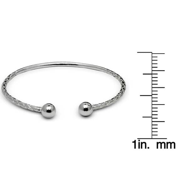 Details about  / Sterling Silver Brushed and Polished Bar and Circle Cuff 2 MM Bangle Bracelet