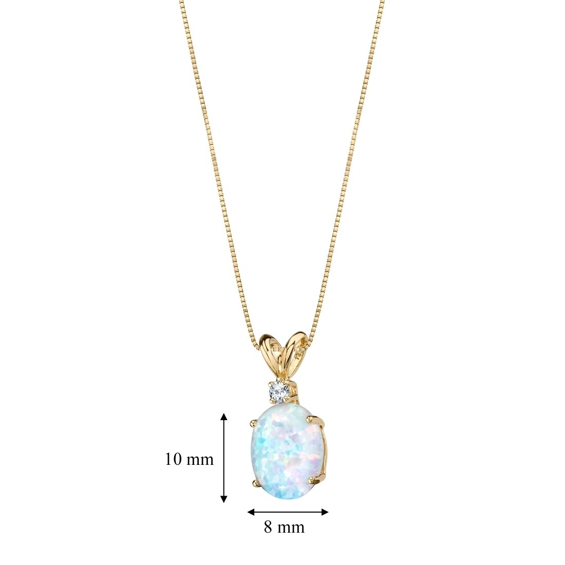 14k Yellow Gold Oval Opal And Diamond Pendant Chain NOT included