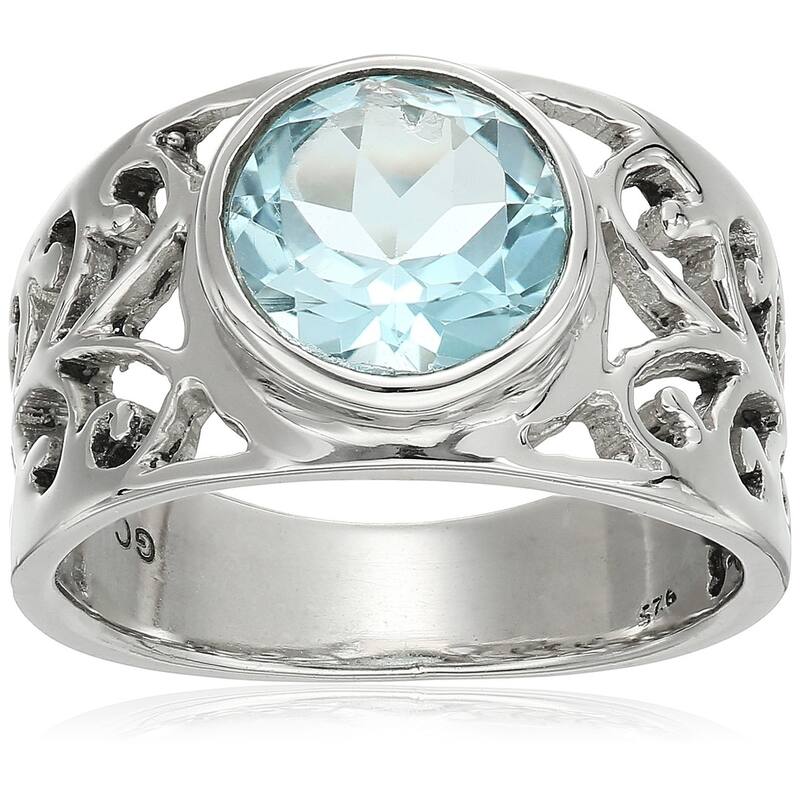 Sterling Silver Sky Blue Topaz Solitaire Ring, Size 7