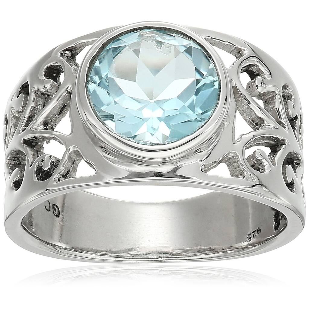 Sterling Silver Sky Blue Topaz Solitaire Ring, Size 7