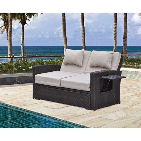Courtyard Casual Miranda Outdoor Loveseat to Daybed Combo W/ Cushions