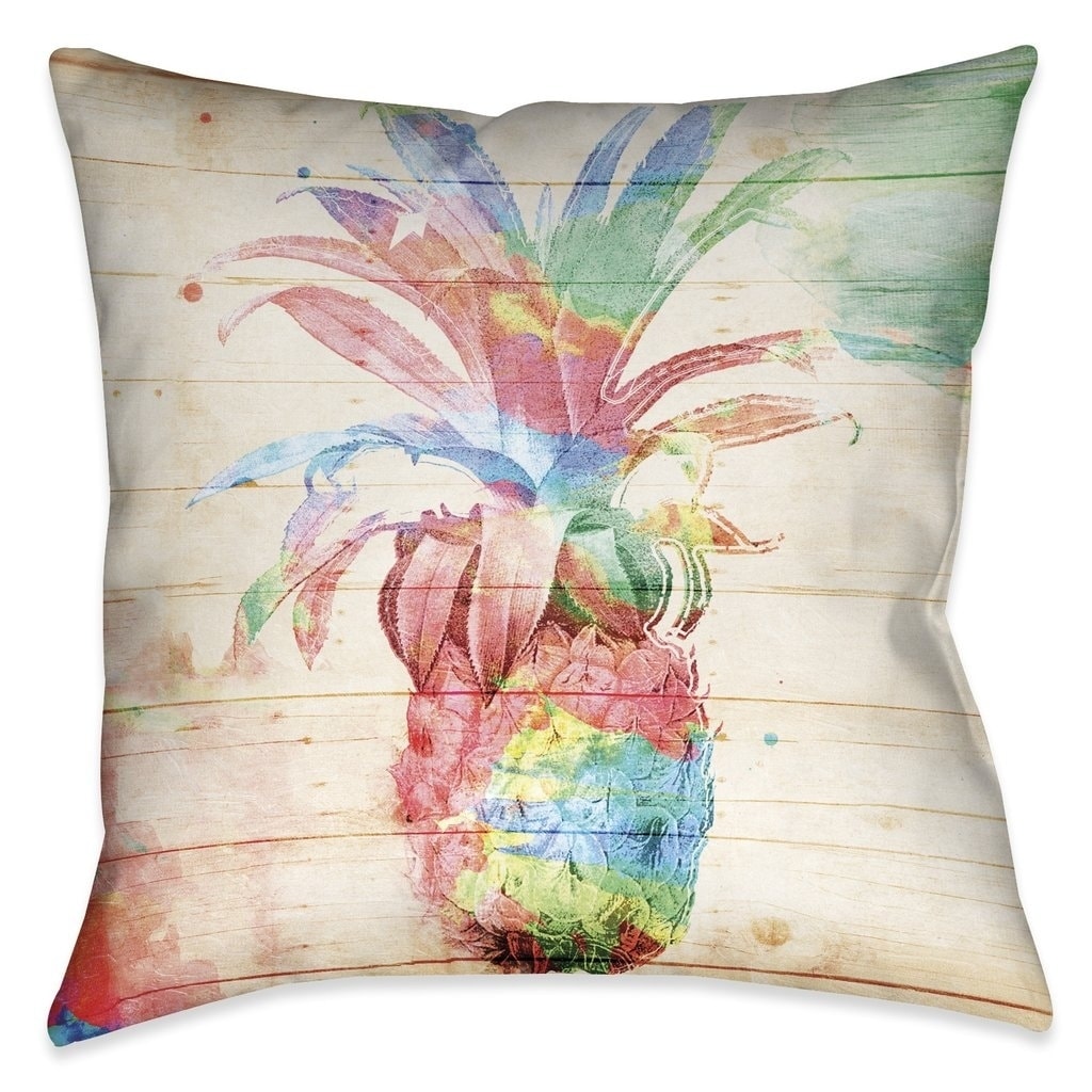 Laural Home Watercolor Pineapple Indoor Decorative Pillow 18 X18 On Sale Overstock 17679848