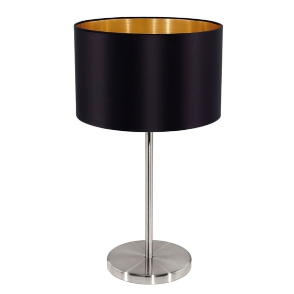 Eglo Maserlo Table Lamp with Black Shade and Matte Nickel Finish