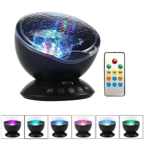 Remote Control Ocean Wave Projector Night Light with Built-in Mini Music Player