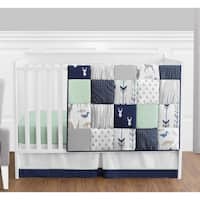 Sweet Jojo Designs Navy and Mint Woodsy Collection 4-piece Bumperless Crib Bedding Set