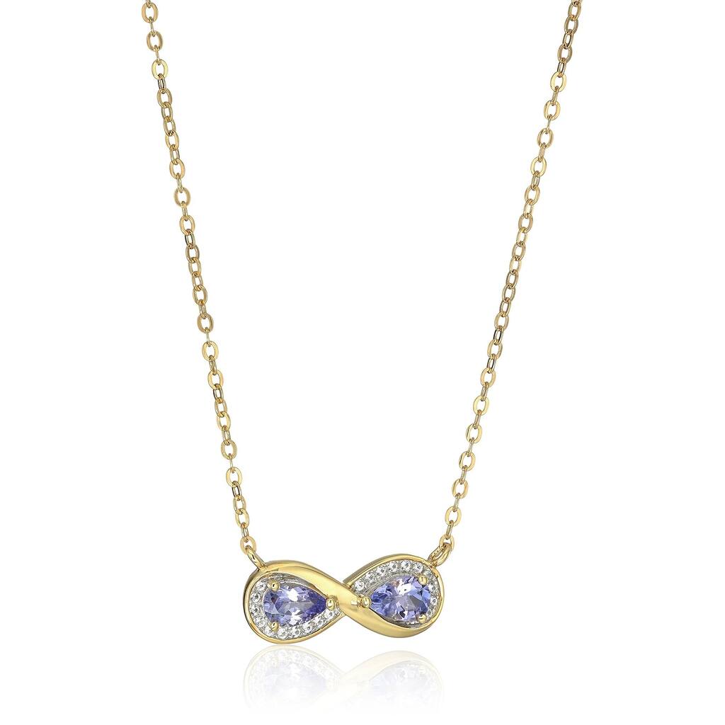Yellow Gold-Plated Silver Tanzanite Infinity Pendant Necklace, 18" - Blue