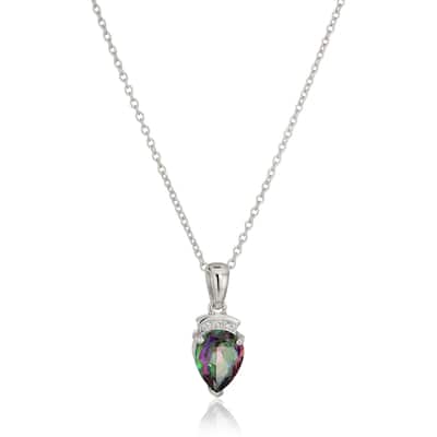 Sterling Silver Mystic Topaz Pear Pendant Necklace, 18" - Green