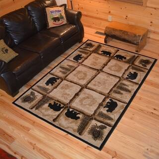 4 X 5 Area Rugs Online At Our Best Deals Rustic Lodge Cabin Black Bear Panel Ivory Area Rug Multi 3 11