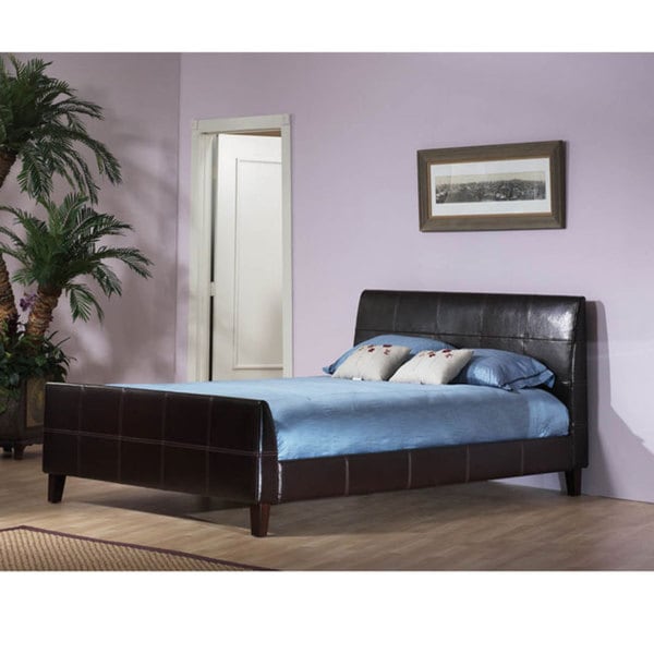 Synthetic Leather Full size Platform Bed with Contrast Stitching Domusindo Beds