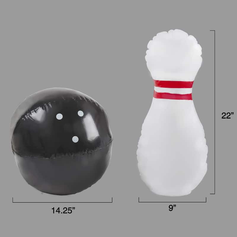 Hey! Play! Kids Giant Bowling Game Set Inflatable Jumbo Bowling Pins and Ball