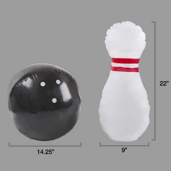 Hey! Play! Kids Giant Bowling Game Set Inflatable Jumbo Bowling Pins and Ball