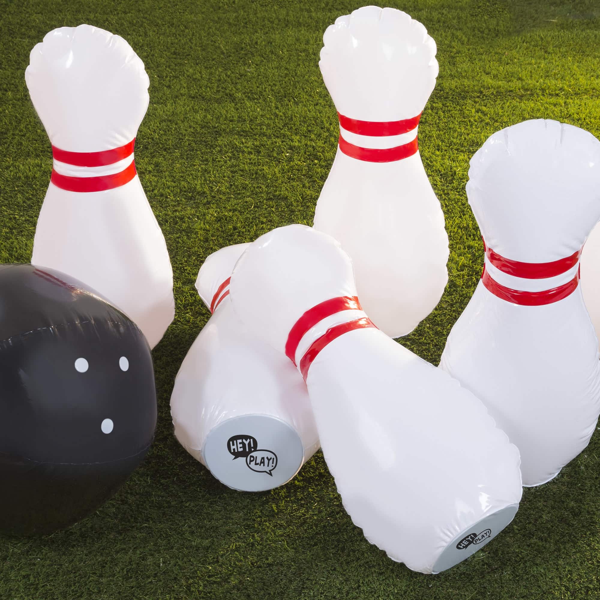Hey! Play! Kids Giant Bowling Game Set Inflatable Jumbo Bowling Pins