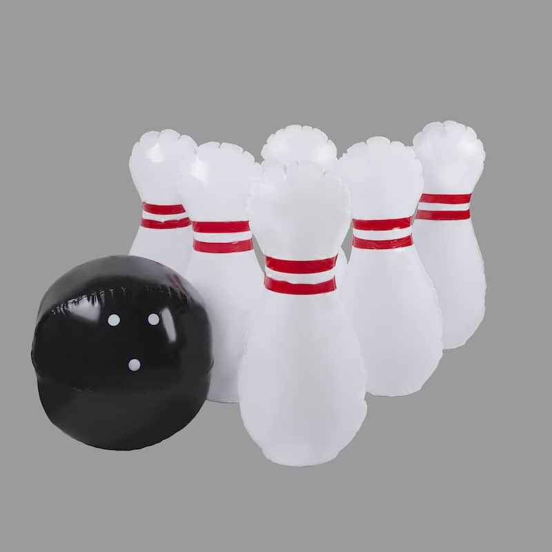 Hey! Play! Kids Giant Bowling Game Set Inflatable Jumbo Bowling Pins and Ball
