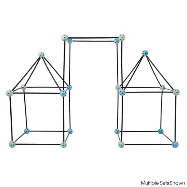 slide 2 of 6, Hey! Play! Construction Fort Building Toy Set for Kids with 60 Pieces