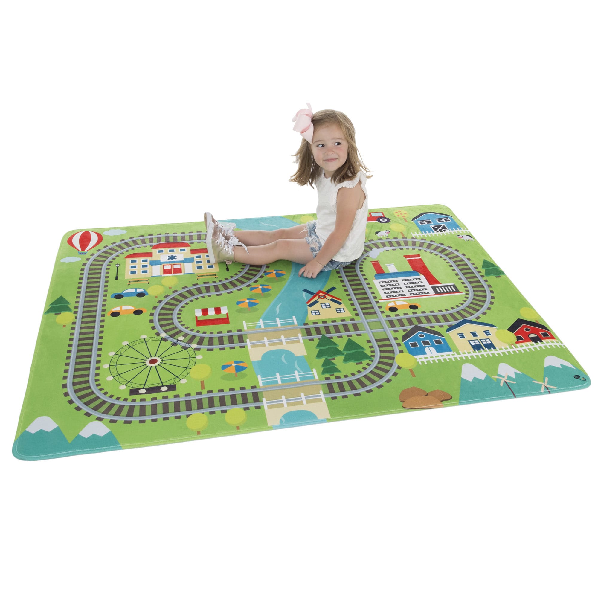 Shop Hey Play Baby Play Mat For Kids Microfiber Flannel Fleece Foam Mat With Non Slip Back And Train Scene Overstock