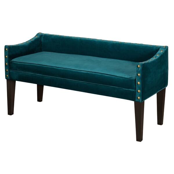 Shop Whitney Long Upholstered Bench With Arms And Nailhead Trim