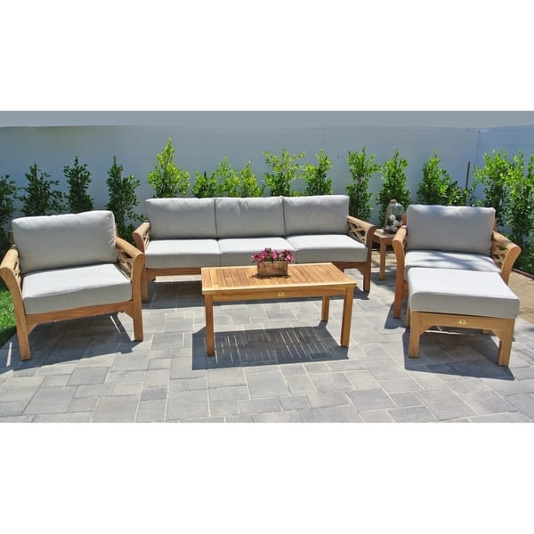 Shop 6 Pc Monterey Teak Outdoor Patio Furniture Deep Seating Set
