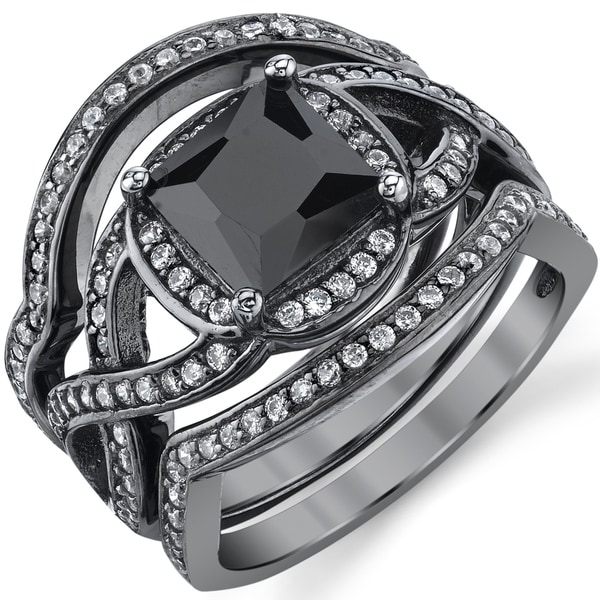 Shop Oliveti Black Rhodium Sterling Silver Engagement Ring
