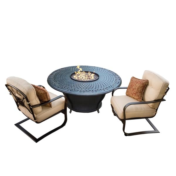 Shop Round 48x24 Cast Aluminum Firepit Table With Burner System