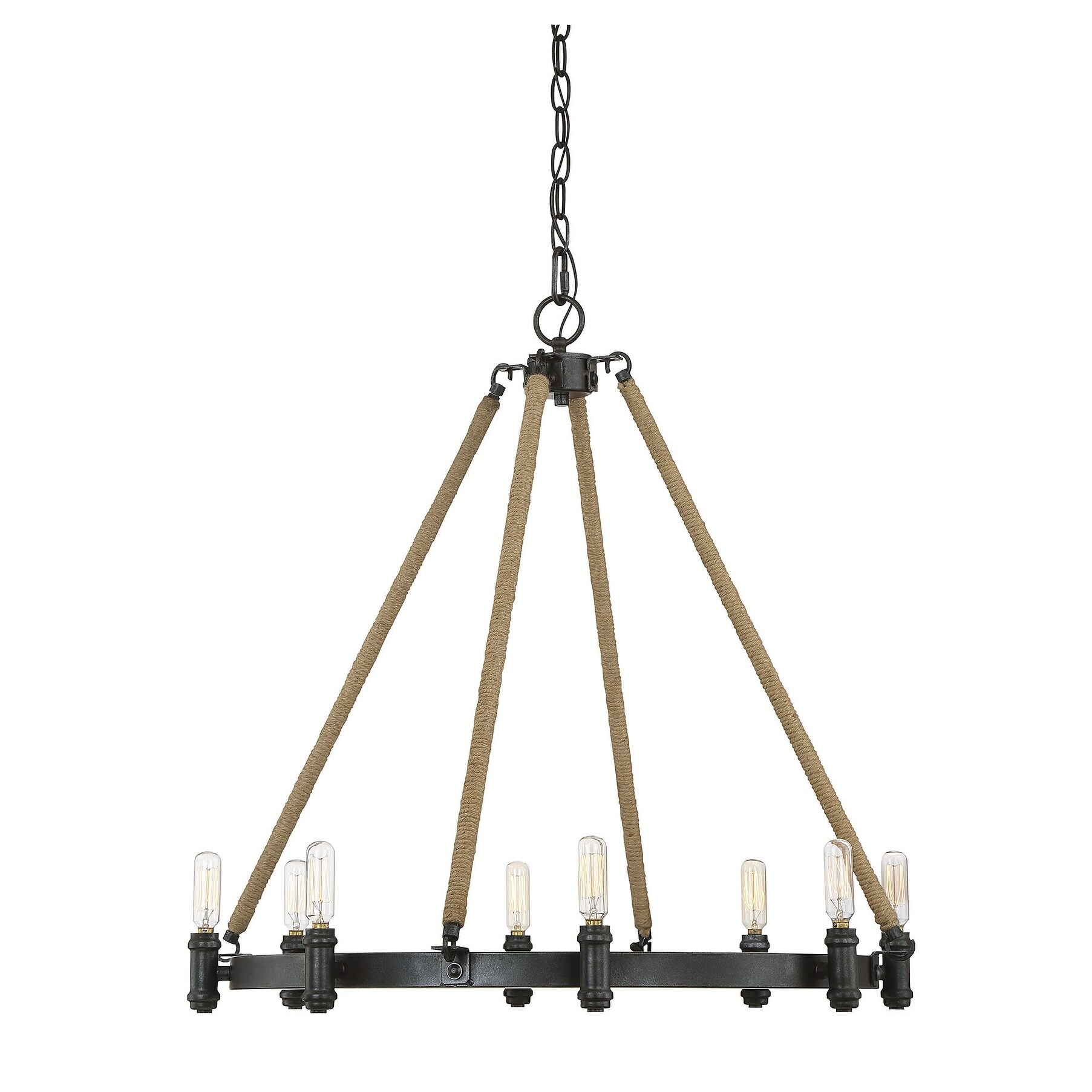 Piccardy 8 Light Chandelier Rustic Black w/ Rope - Chandeliers For Bedrooms by Overstock.com