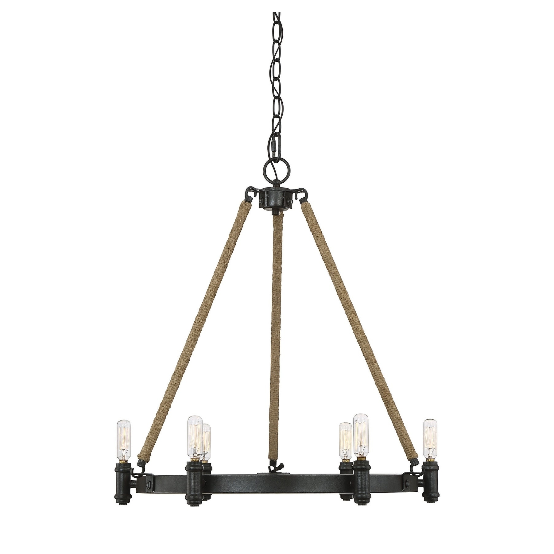 Piccardy 6 Light Chandelier Rustic Black w/ Rope - Chandeliers For Bedrooms by Overstock.com