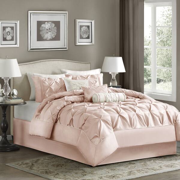Shop Madison Park Vivian Blush Pieced Pleated 7 Pieces Comforter