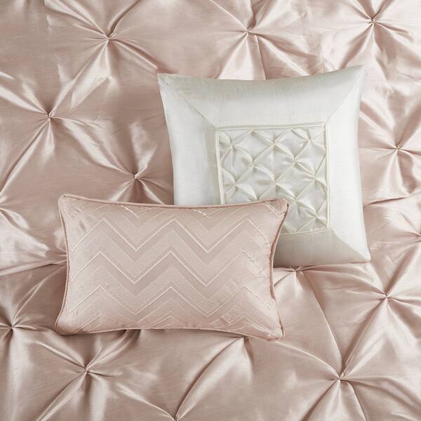 Shop Madison Park Vivian Blush Pieced Pleated 7 Pieces Comforter