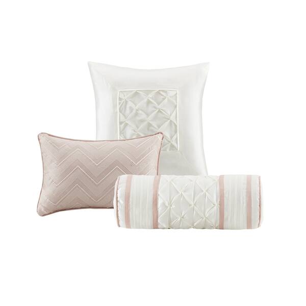 Shop Madison Park Vivian Blush Pieced Pleated 7 Pieces Comforter