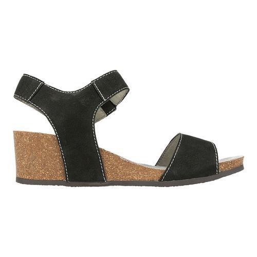 Women's White Mountain Haines Cork Wedge Sandal Black Leather - Free