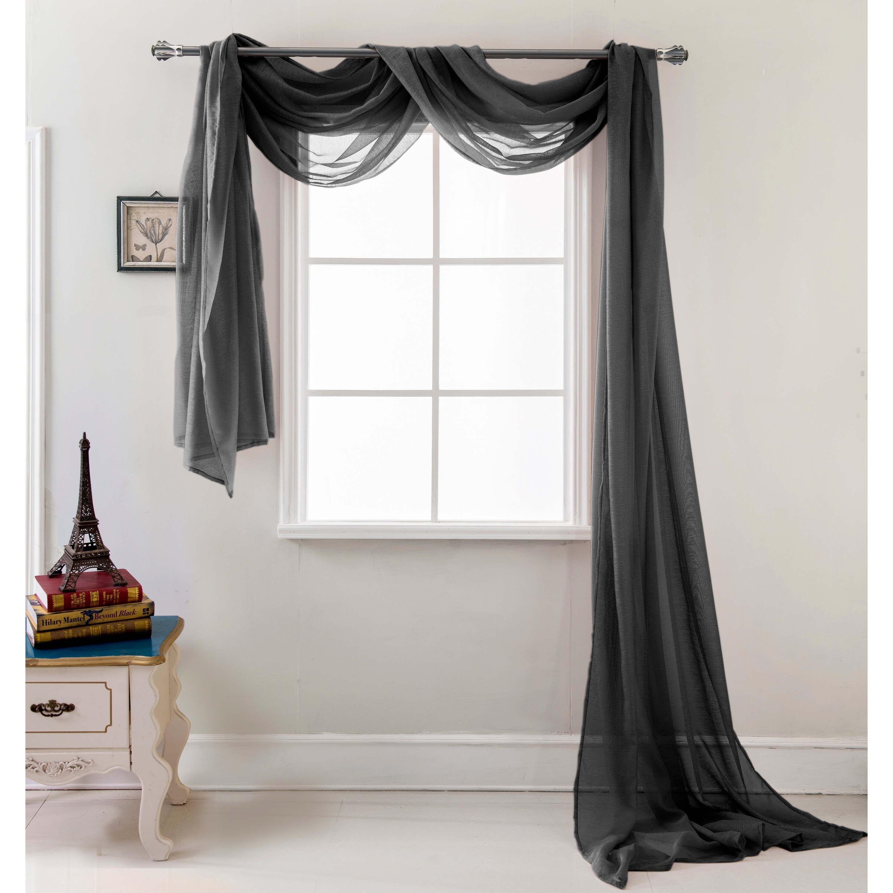 black sheer curtain scarf