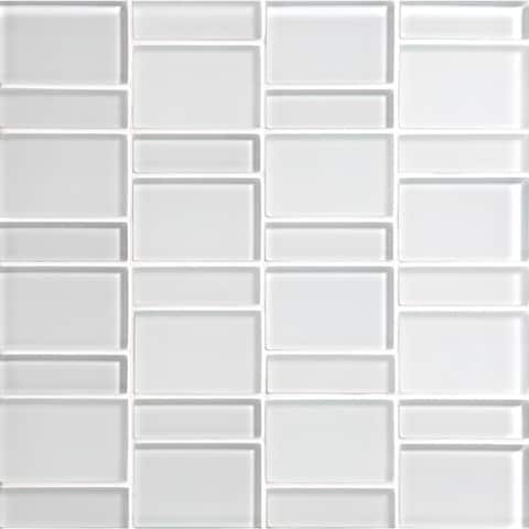 Color Wave 1X1 Mosaic Field Tile in Classic Solid Ice White