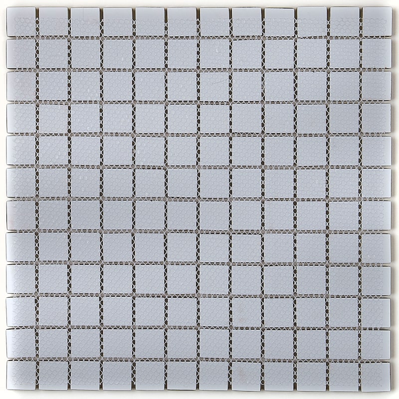 Color Wave 1X1 Mosaic Field Tile in Classic Solid Ice White