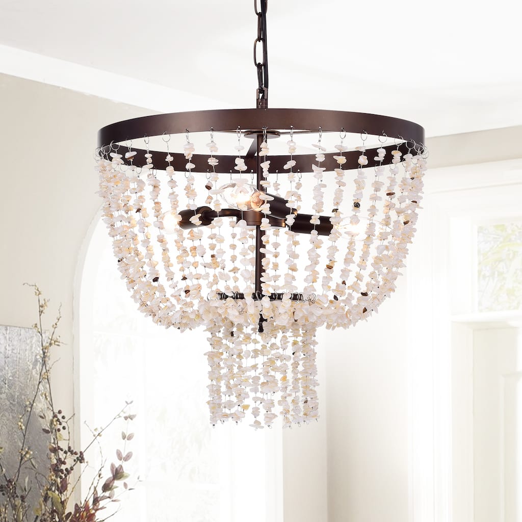 Teriz 3-Light 16-Inch Stone and Metal Pendant