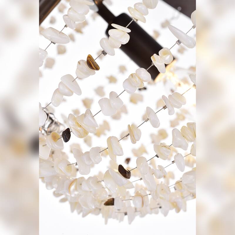Teriz 3-Light 16-Inch Stone and Metal Pendant