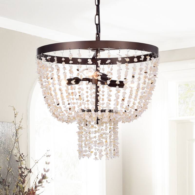 Teriz 3-Light 16-Inch Stone and Metal Pendant