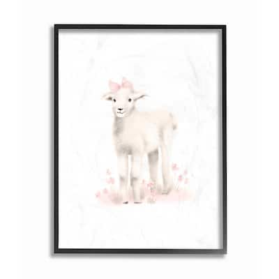 Stupell Sweet Baby Lamb with Bow Framed Giclee Art